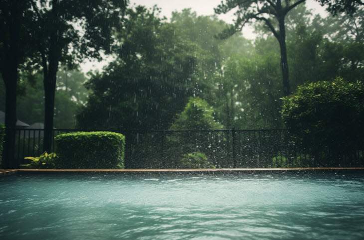 regn över pool