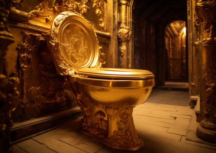 gyllene toalett