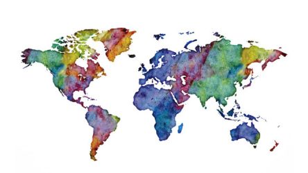 världskarta akvarell